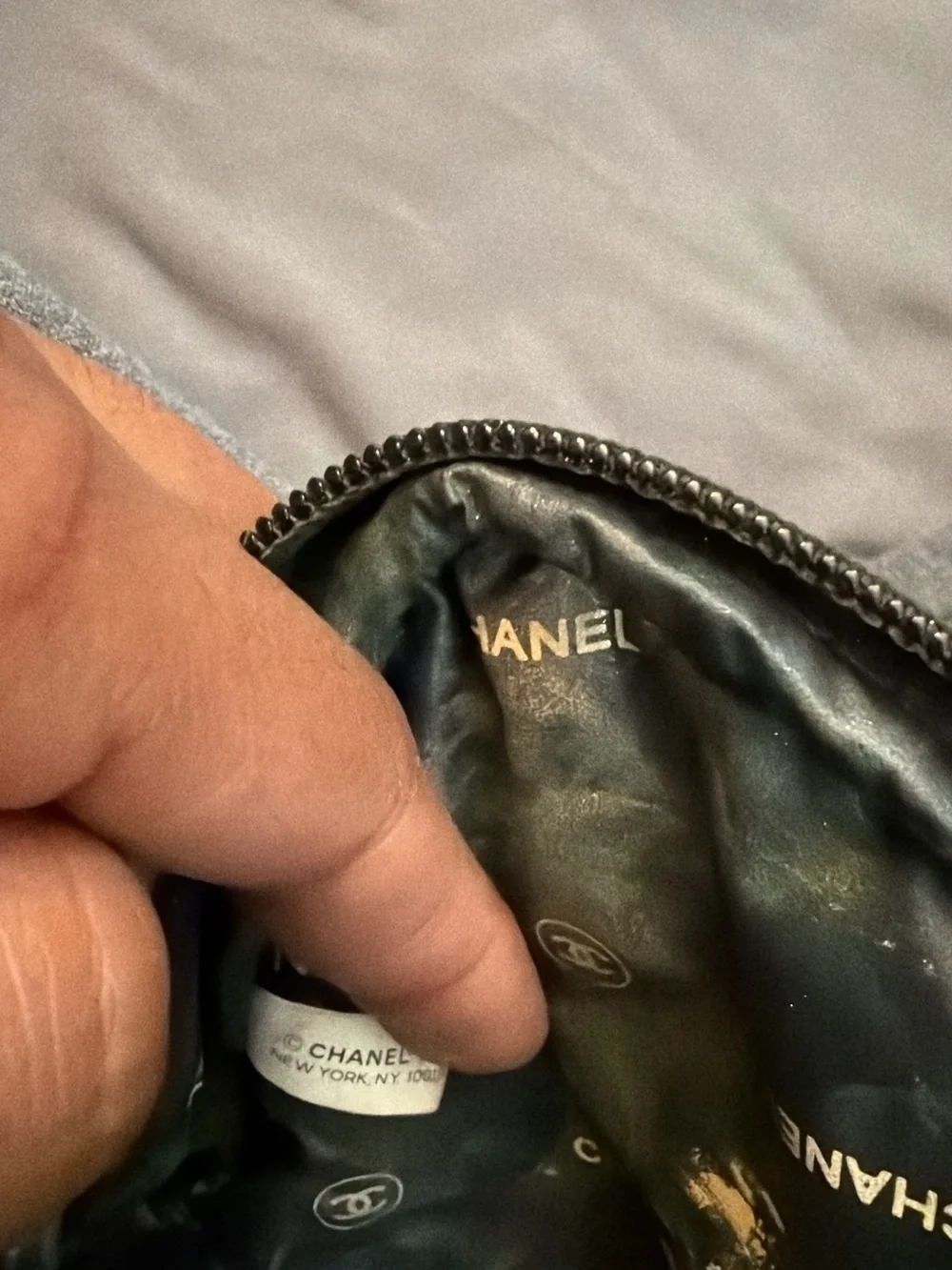 CHANEL Black Toiletry Pouch with Subtle Logo